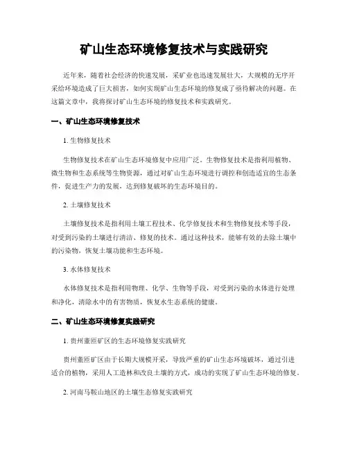 矿山生态环境修复技术与实践研究