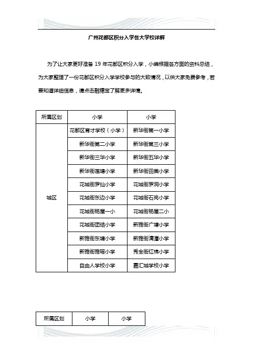 广州花都区积分入学各大学校详解