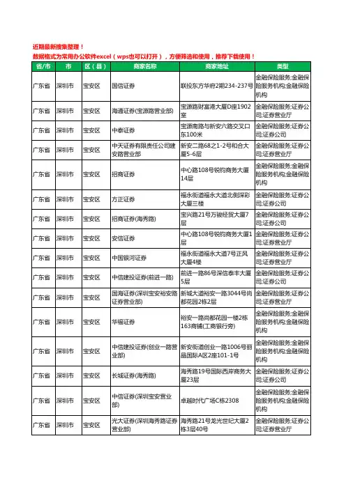 2020新版广东省深圳市宝安区证券工商企业公司商家名录名单黄页联系方式大全42家