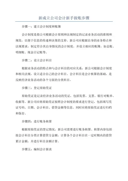 新成立公司会计新手做账步骤