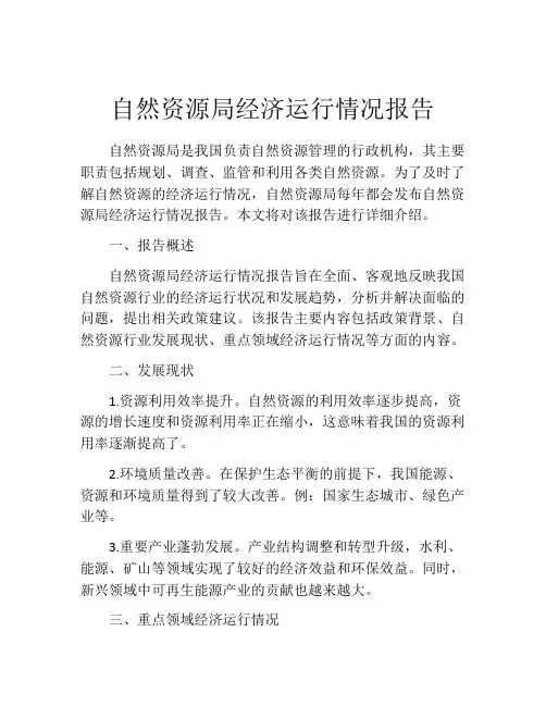 自然资源局经济运行情况报告