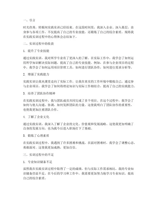 实践实训总结心得体会