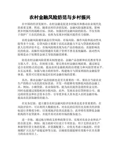 农村金融风险防范与乡村振兴