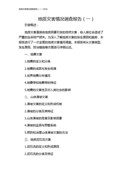 地质灾害情况调查报告(一)2024