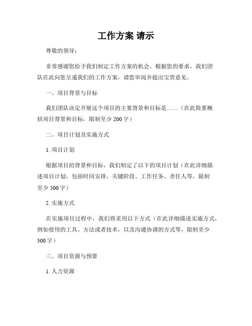 工作方案 请示