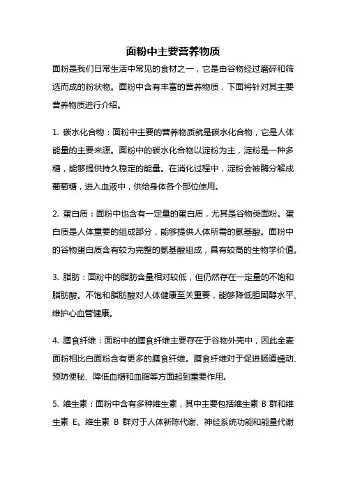 面粉中主要营养物质