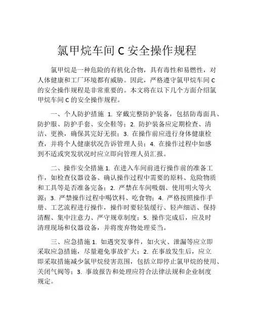 氯甲烷车间C安全操作规程