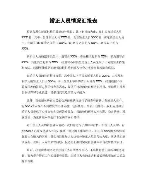 矫正人员情况汇报表