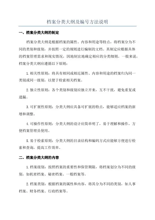 档案分类大纲及编号方法说明