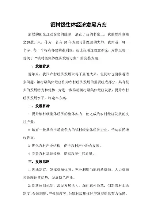 镇村级集体经济发展方案
