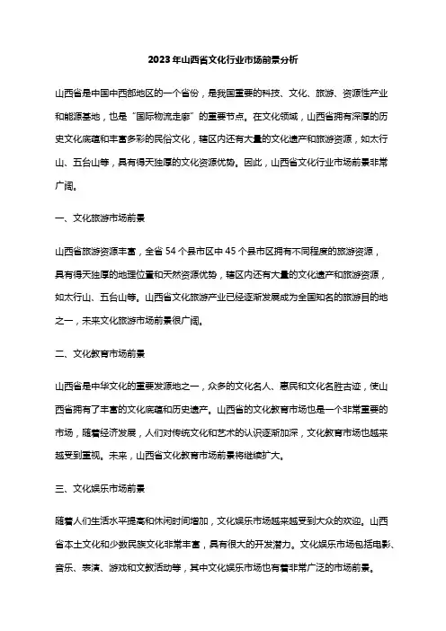 2023年山西省文化行业市场前景分析