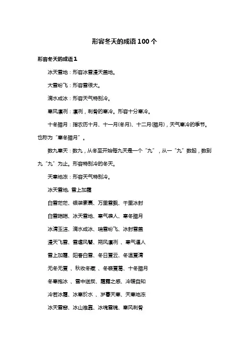冬天的成语100个