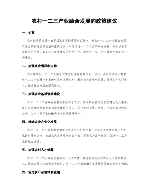 农村一二三产业融合发展的政策建议
