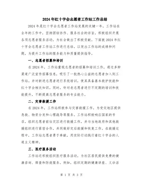 2024年红十字会志愿者工作站工作总结