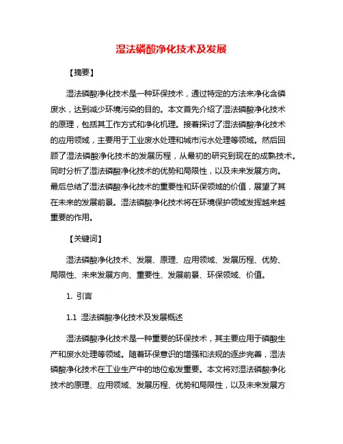 湿法磷酸净化技术及发展
