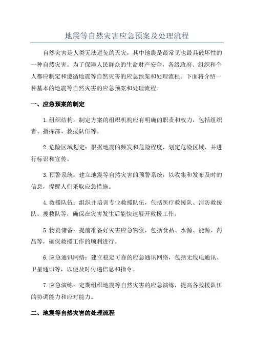 地震等自然灾害应急预案及处理流程