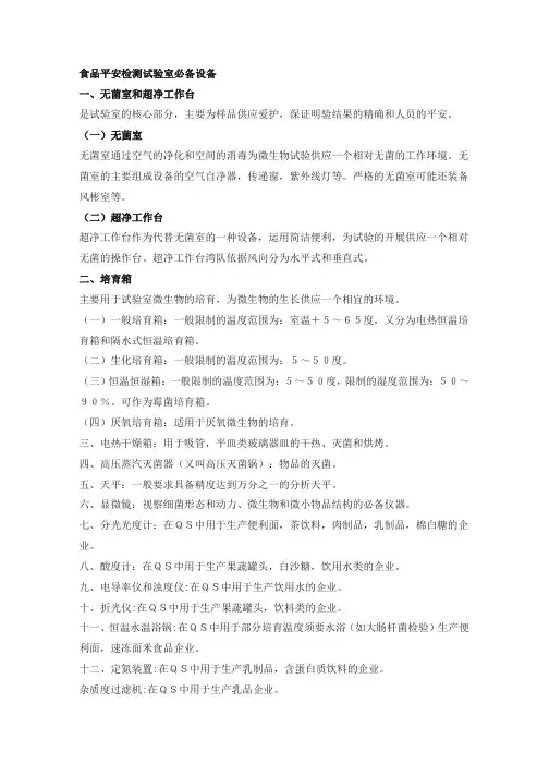 食品安全检测实验室必备设备
