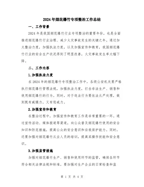 2024年烟花爆竹专项整治工作总结