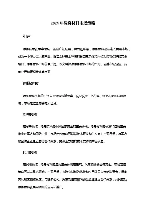 2024年隐身材料市场策略