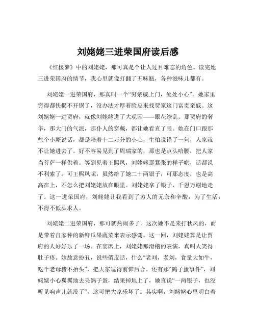 刘姥姥三进荣国府读后感