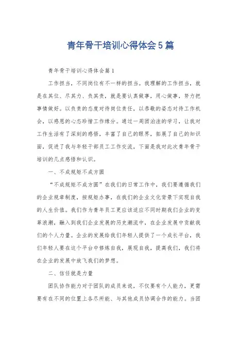 青年骨干培训心得体会5篇