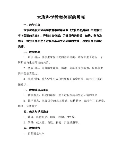 大班科学教案美丽的贝壳