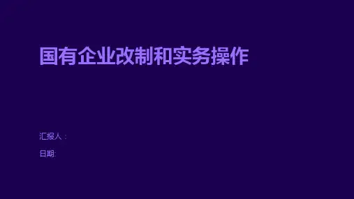 国有企业改制和实务操作