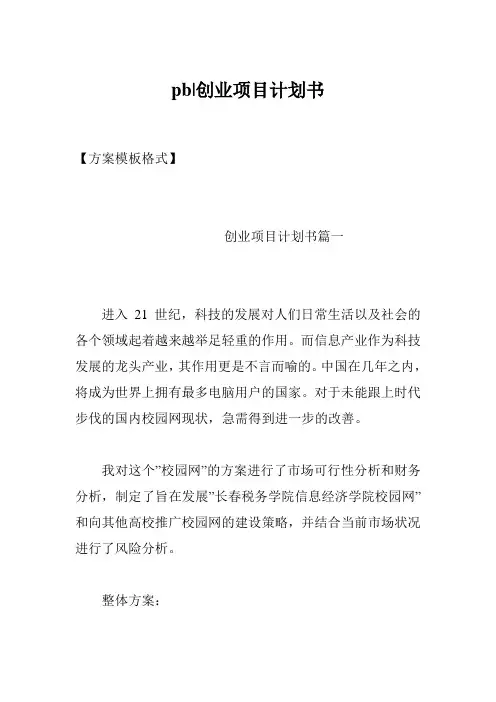 pb-创业项目计划书