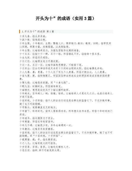 开头为十”的成语(实用3篇)