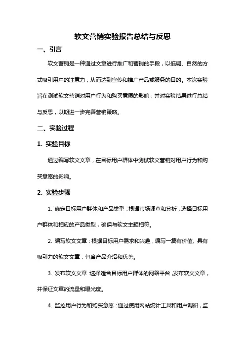软文营销实验报告总结与反思