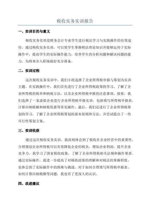 税收实务实训报告