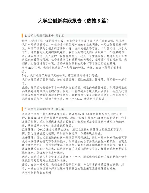 大学生创新实践报告(热推5篇)
