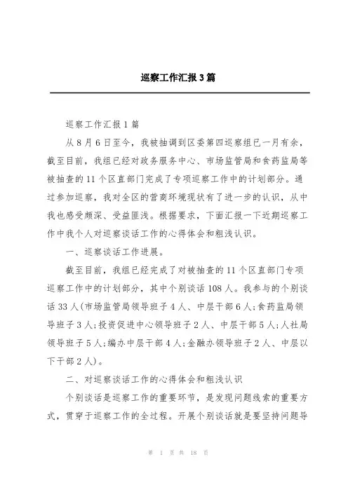 巡察工作汇报3篇