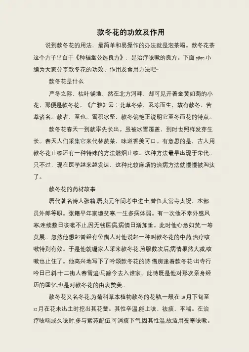 款冬花的功效及作用