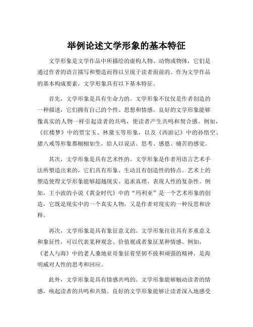 举例论述文学形象的基本特征