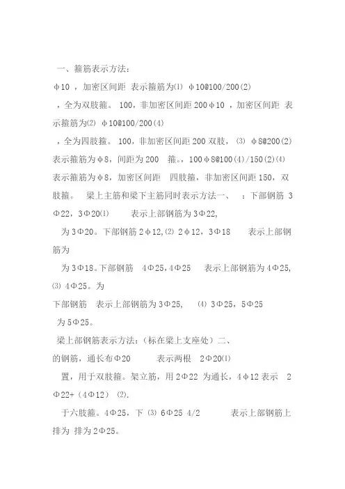 钢筋的表示方法及含义
