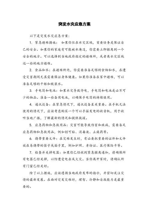 突发水灾应急方案
