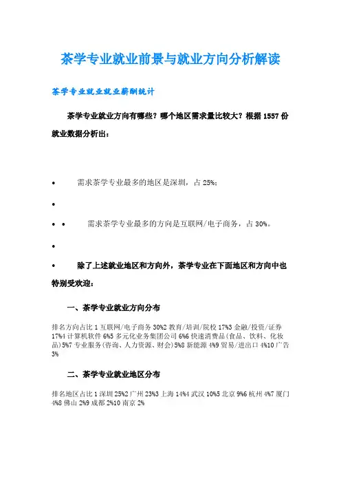 茶学专业就业前景与就业方向分析解读