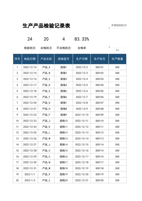 生产产品检验记录表