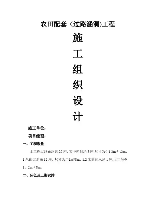 农田配套(过路涵洞)工程施工方案