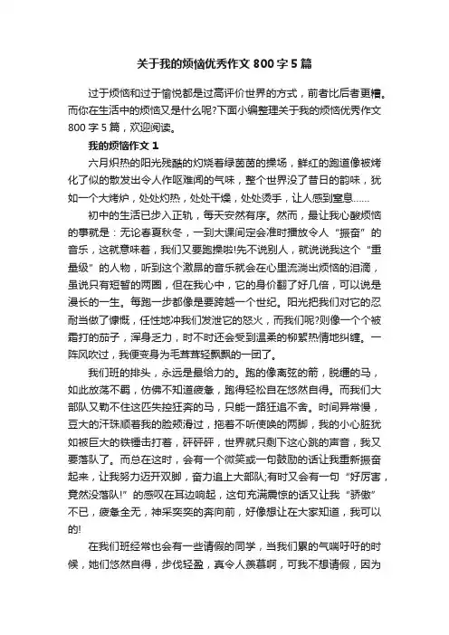 关于我的烦恼优秀作文800字5篇