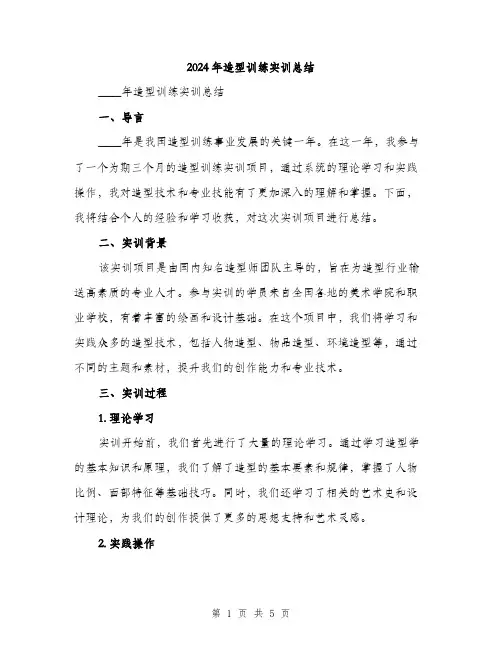 2024年造型训练实训总结(2篇)