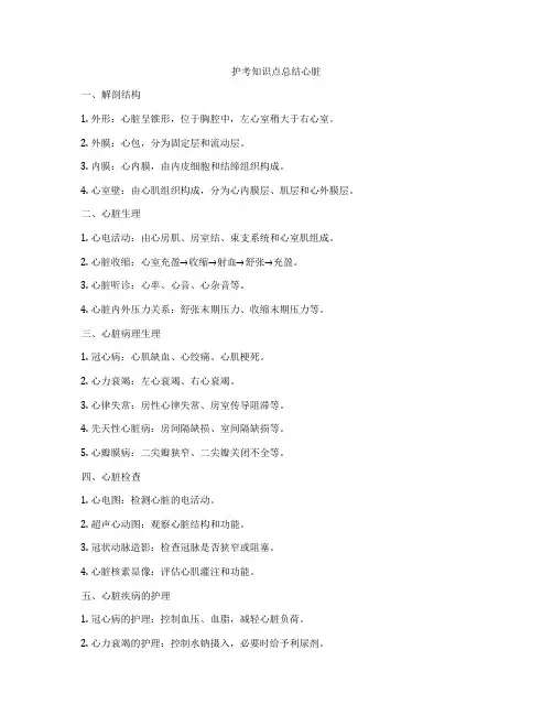 护考知识点总结心脏