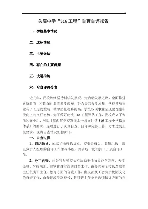中学316工程自评报告(正规)