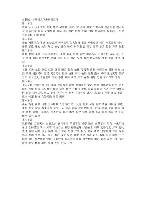 苏教版六年级语文下册词语复习