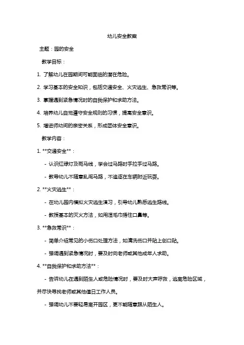 幼儿园安全教育主题班会精选5篇