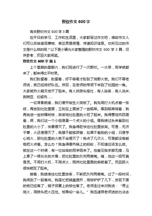 有关野炊作文600字3篇