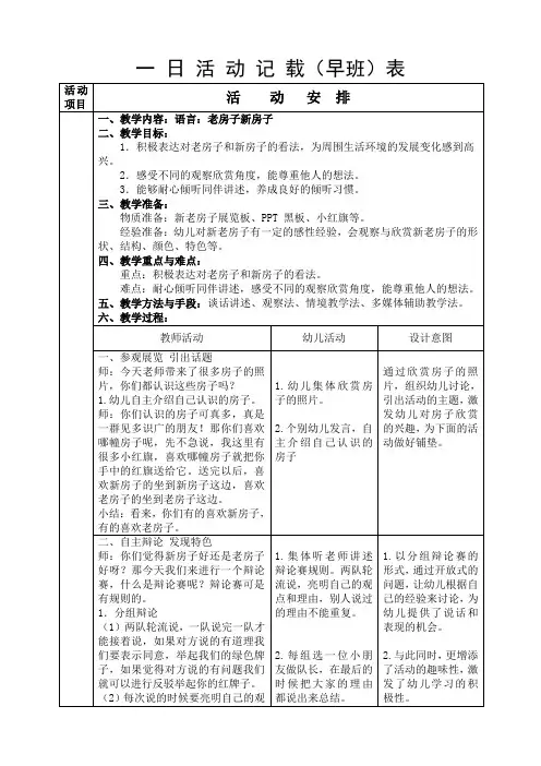 大班语言：老房子新房子