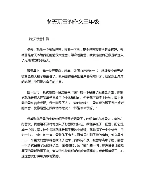 冬天玩雪的作文三年级