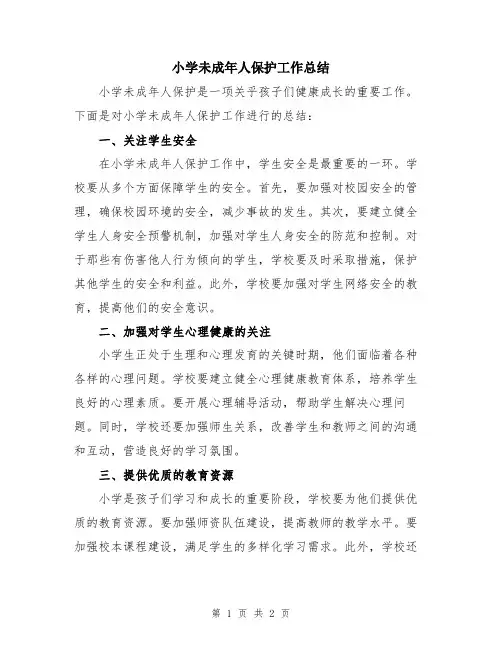 小学未成年人保护工作总结